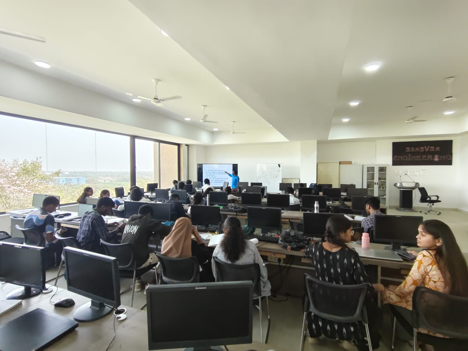 Students learning together in a computer laboratory
